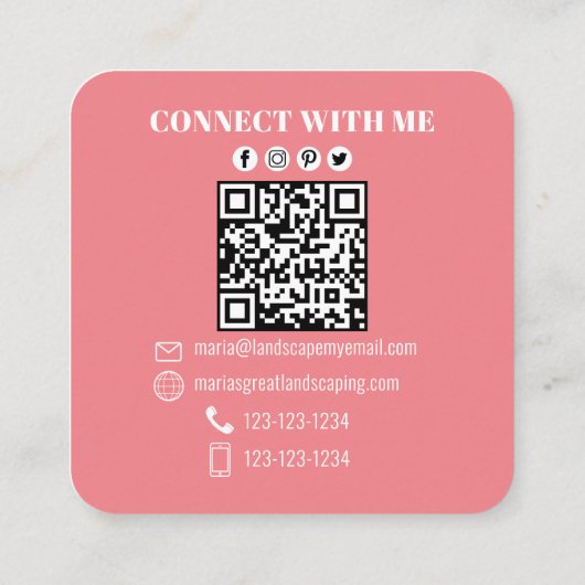 Minimalistisches Foto Verbindung mit QR-Code Quadratische Visitenkarte (Rückseite)