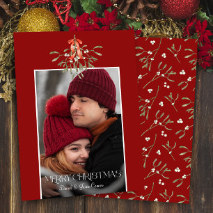 Minimalistisches Foto Wasserfarbe Mistletoe Weihna Feiertagskarte