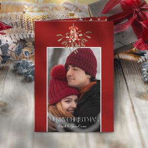 Minimalistisches Foto Wasserfarbe Mistletoe Weihna Feiertagskarte