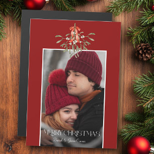 Minimalistisches Foto Wasserfarbe Mistletoe Weihna Magnetkarte