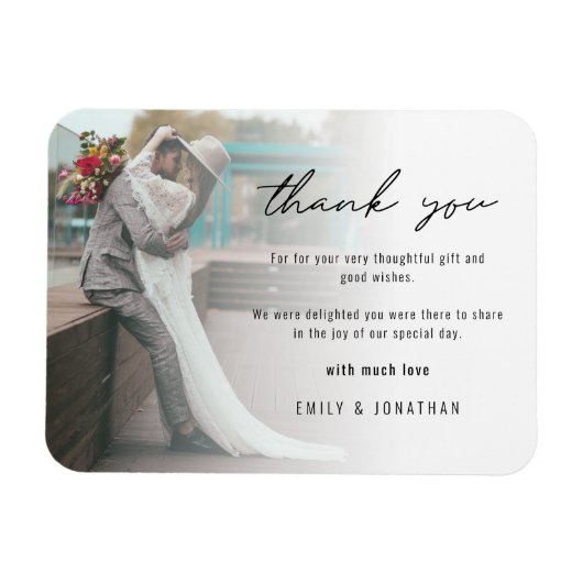 Minimalistisches Foto Wedding Keepake Danke Magnet (Horizontal)