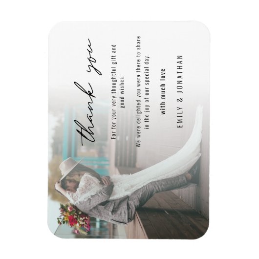 Minimalistisches Foto Wedding Keepake Danke Magnet (Vertikal)