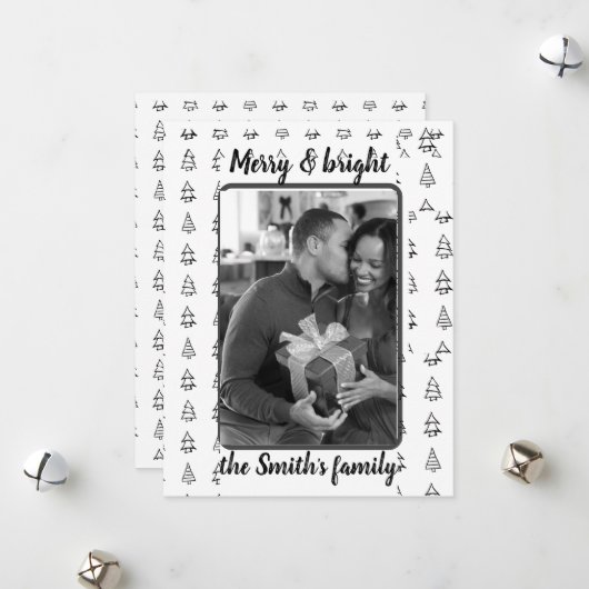 Minimalistisches Foto Weihnachtsbaummuster Feiertagskarte (Vorderseite/Rückseite Beispiel)