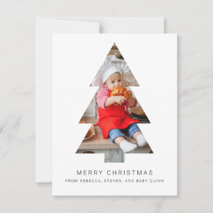Minimalistisches Foto Weihnachtskarte mit Baumkron Mitteilungskarte