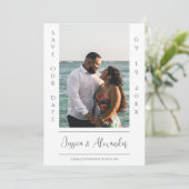 Minimalistisches Foto | Weißes Save the Date (Stehend Vorderseite)