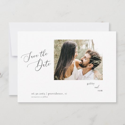 Minimalistisches Foto White Wedding Save the Date Einladung (Vorderseite)