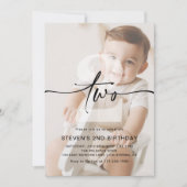 Minimalistisches Foto zum zweiten Geburtstag Einladung (Vorderseite)