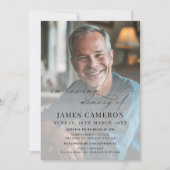 Minimalistisches Foto zur Beerdigung des Lebens Einladung (Vorderseite)