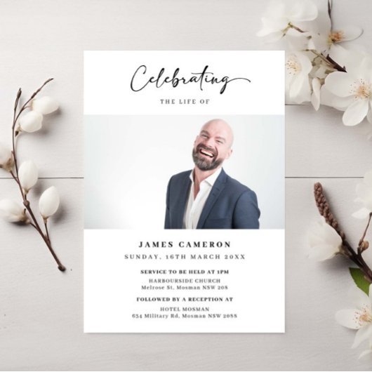 Minimalistisches Foto zur Beerdigung des Lebens Einladung