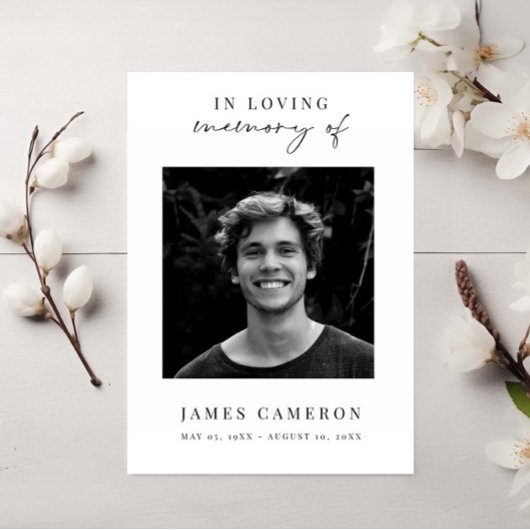 Minimalistisches Foto zur Beerdigung des Lebens Einladung