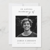 Minimalistisches Foto zur Beerdigung des Lebens Einladung (Vorderseite)