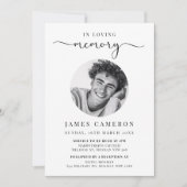 Minimalistisches Foto zur Beerdigung des Lebens Einladung (Vorderseite)