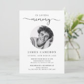 Minimalistisches Foto zur Beerdigung des Lebens Einladung (Stehend Vorderseite)