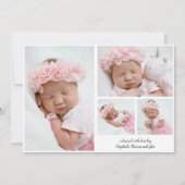 Minimalistisches Foto Zwei-Seiten-Collage Baby Gir Ankündigung (Rückseite)