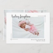 Minimalistisches Foto Zwei-Seiten-Collage Baby Gir Ankündigung (Vorne/Hinten)