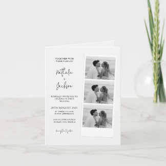 Minimalistisches Fotostreifen-Script-Hochzeits gef Karte