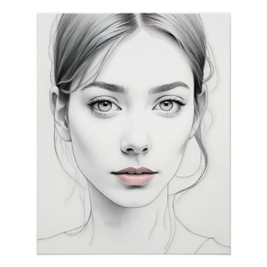 Minimalistisches Frauengesicht Poster (Vorderseite)
