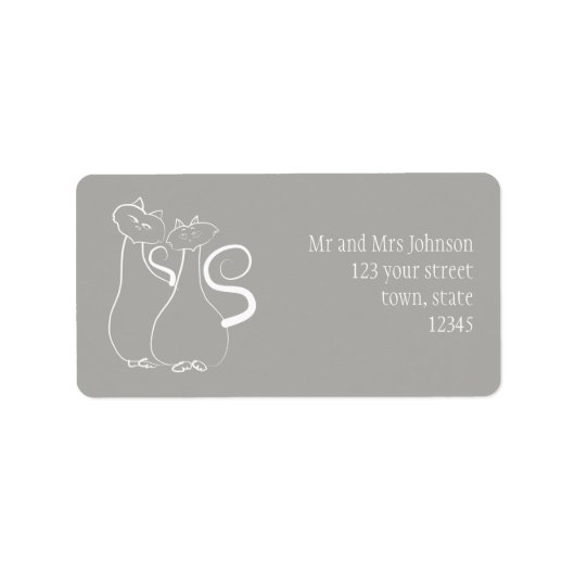 Minimalistisches Freehand Pair Cats Adressenlabel Adressaufkleber (Vorne)
