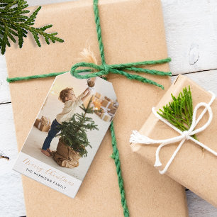 Minimalistisches Frohe Weihnachten Foto Geschenkanhänger