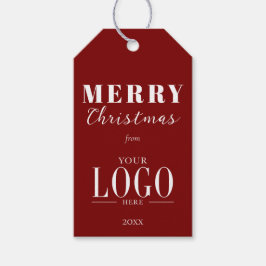 Minimalistisches Frohe Weihnachten Rot-Weiß-Firmen Geschenkanhänger