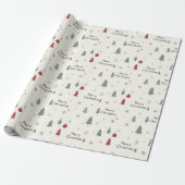 Minimalistisches Frohe Weihnachtsbaum-Muster Geschenkpapier (Ungerollt)