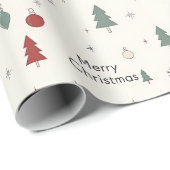 Minimalistisches Frohe Weihnachtsbaum-Muster Geschenkpapier (Rolleneckpunkt)
