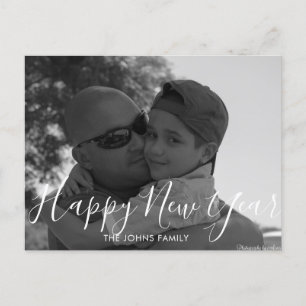 Minimalistisches Frohes Neues Jahr 2023 Schwarz-We Postkarte
