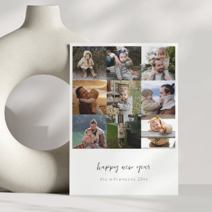 Minimalistisches Frohes Neues Jahr Schrift 9 Foto  Feiertagskarte