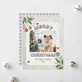 Minimalistisches fröhliches WeihnachtsfamilienFoto Feiertagskarte