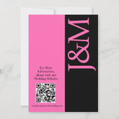 Minimalistisches Fuchsia-QR-Code-Hochzeitslogo auf Einladung (Rückseite)