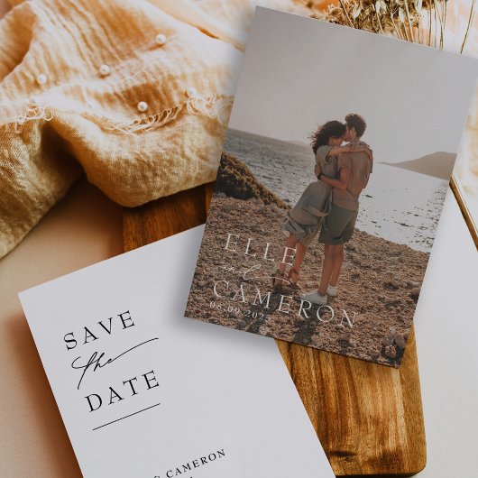 Minimalistisches Full Foto Moderne Kalligraphie Ho Save The Date