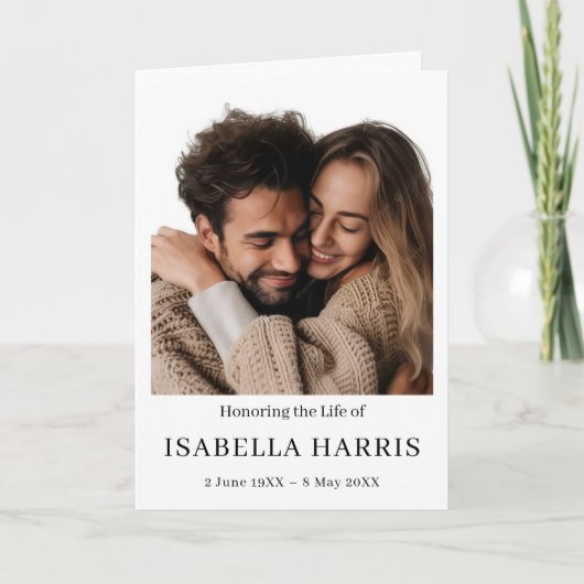 Minimalistisches Funeral-Order-of-Service-Design Programm (Vorderseite)