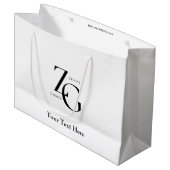Minimalistisches, für Unternehmen typisches Logo Große Geschenktüte (Vorderseite Schrägansicht)