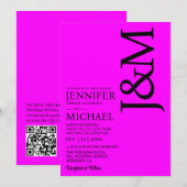 Minimalistisches Fuschia Magenta QR Code auf der R Einladung (Vorne/Hinten)