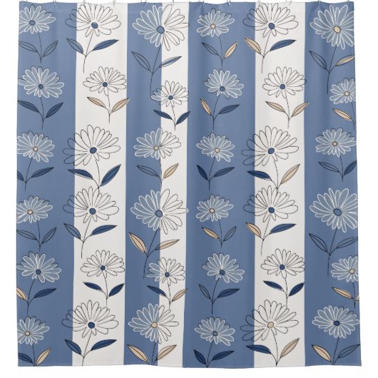Minimalistisches Gänseblümchen-Blumenmuster (1) Duschvorhang (Vorderseite)