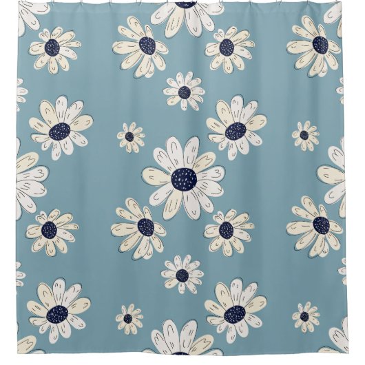 Minimalistisches Gänseblümchen-Blumenmuster (2) Duschvorhang (Vorderseite)