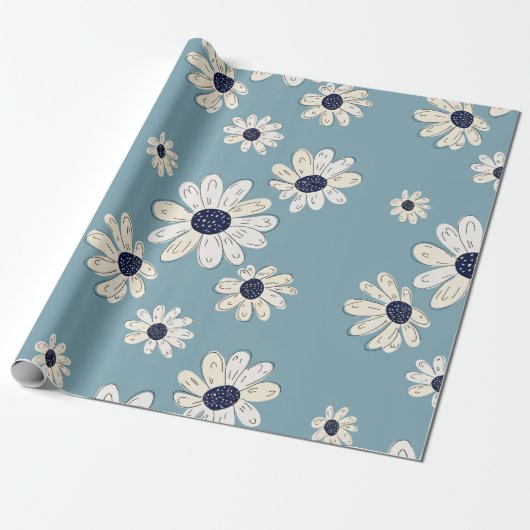 Minimalistisches Gänseblümchen-Blumenmuster (2) Geschenkpapier (Ungerollt)