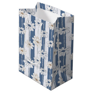 Minimalistisches Gänseblümchen-Blumenmuster (2) Mittlere Geschenktüte