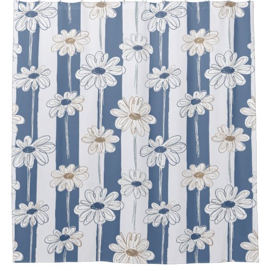Minimalistisches Gänseblümchen-Blumenmuster (3) Duschvorhang (Vorderseite)