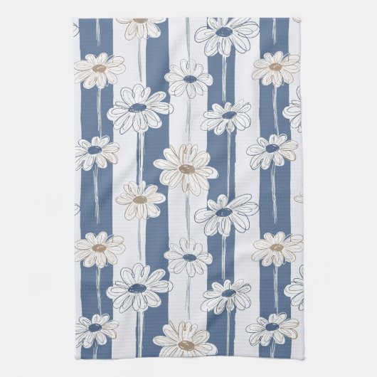 Minimalistisches Gänseblümchen-Blumenmuster (3) Geschirrtuch (Vertikal)