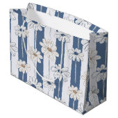 Minimalistisches Gänseblümchen-Blumenmuster (3) Große Geschenktüte (Rückseite Schrägansicht)