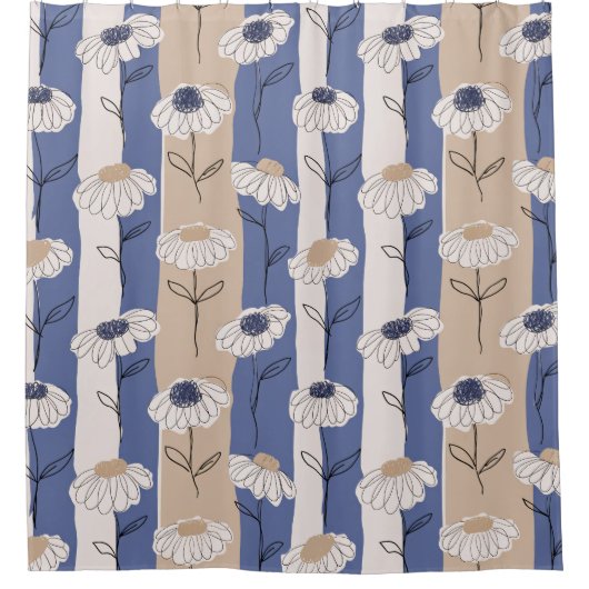 Minimalistisches Gänseblümchen-Blumenmuster (4) Duschvorhang (Vorderseite)