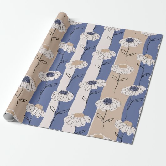 Minimalistisches Gänseblümchen-Blumenmuster (4) Geschenkpapier (Ungerollt)