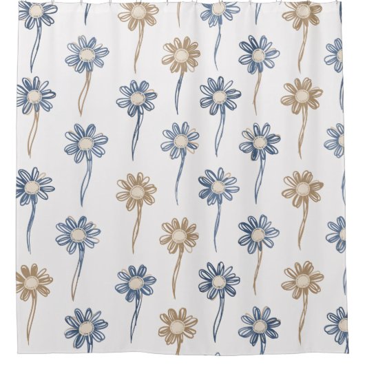 Minimalistisches Gänseblümchen-Blumenmuster (5) Duschvorhang (Vorderseite)