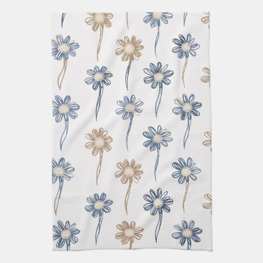 Minimalistisches Gänseblümchen-Blumenmuster (5) Geschirrtuch (Vertikal)