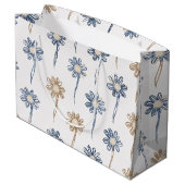 Minimalistisches Gänseblümchen-Blumenmuster (5) Große Geschenktüte (Rückseite Schrägansicht)