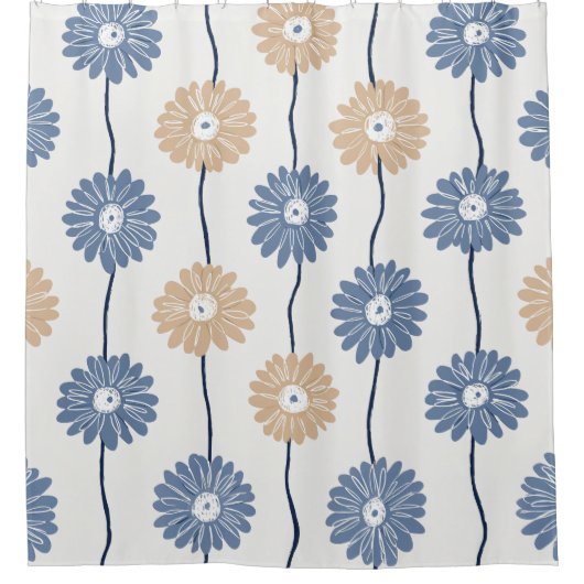 Minimalistisches Gänseblümchen-Blumenmuster (6) Duschvorhang (Vorderseite)