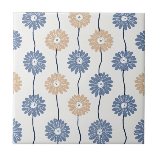Minimalistisches Gänseblümchen-Blumenmuster (6) Fliese (Vorderseite)