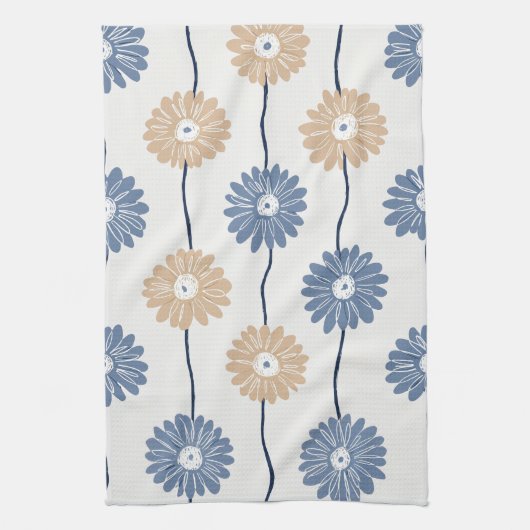 Minimalistisches Gänseblümchen-Blumenmuster (6) Geschirrtuch (Vertikal)