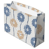 Minimalistisches Gänseblümchen-Blumenmuster (6) Große Geschenktüte (Rückseite Schrägansicht)